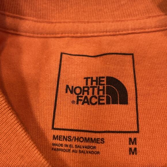 The North Face Men’s Medium T-Shirt Orange NWT Short Sleeve 100% Cotton Box Logo - Picture 6 of 13